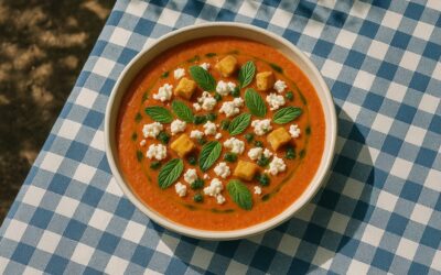 Feta-Melonen-Gazpacho mit Minz-Öl